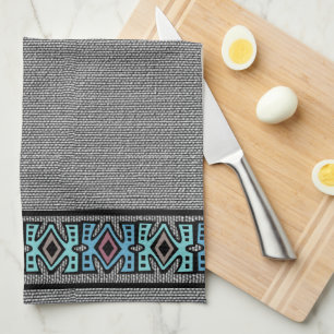 African Pop Border Stripes - Monogrammed Tea Towel