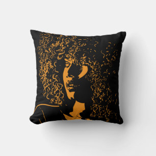 African pretty woman with afro hair style portrait cushion