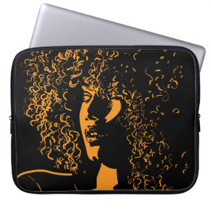 African pretty woman with afro hair style portrait laptop sleeve