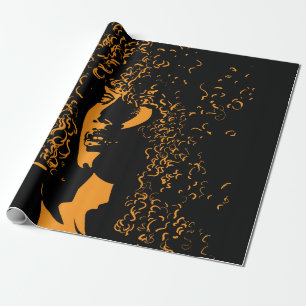 African pretty woman with afro hair style portrait wrapping paper