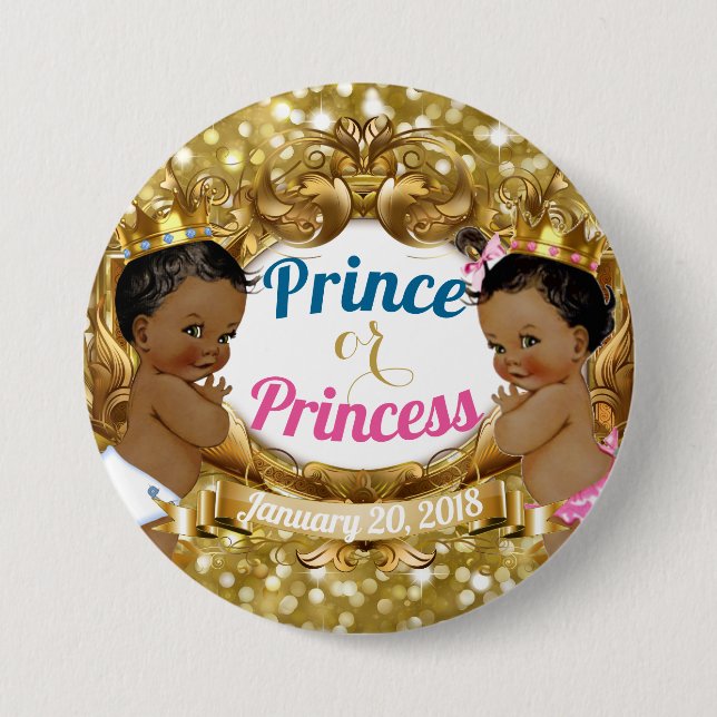 African Prince or Princess Gender Reveal Button (Front)