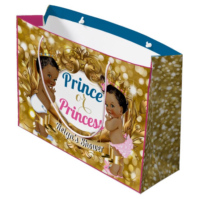 African Prince or Princess Gender Reveal Gift Bag (Back Angled)