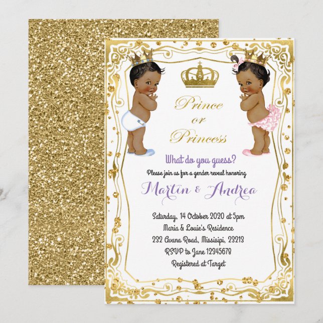 African Prince or Princess Gender Reveal Invitation (Front/Back)