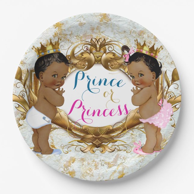African Prince Or Princess Gender Reveal Plates (Front)