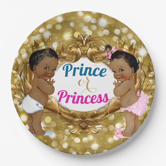 African Prince Or Princess Gold Glitter Plates (Front)