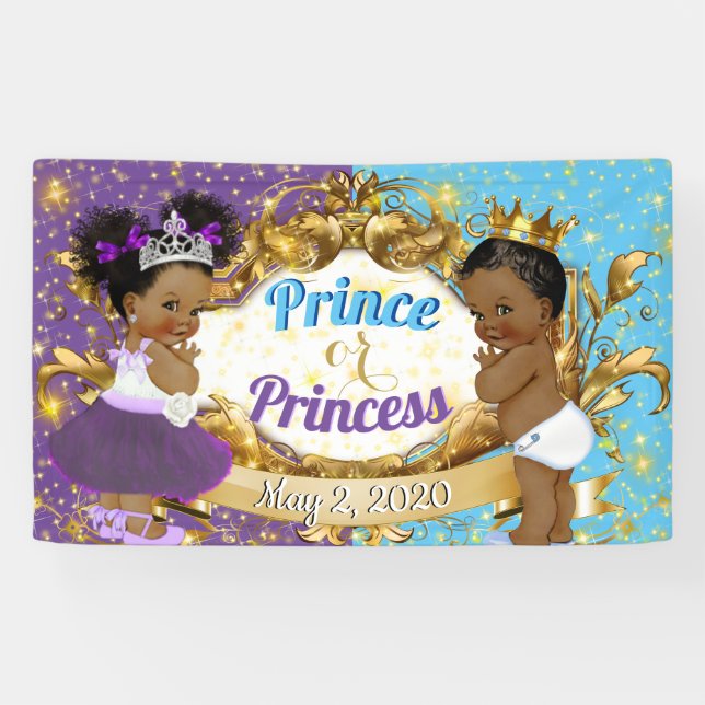 African Prince or Princess Purple & Blue Elegant Banner (Horizontal)