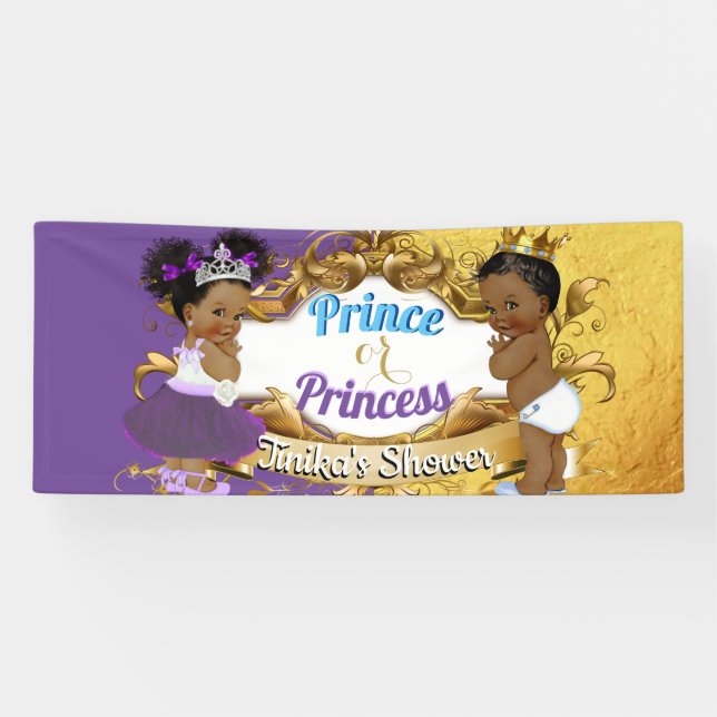 African Prince or Princess Purple & Gold Elegant Banner (Horizontal)