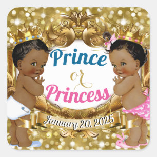 African Prince or Princess Royal Gender Reveal Square Sticker