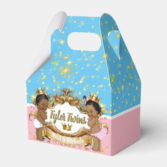 African Prince or Princess with Gold Sparkles Favour Box (Back Side)