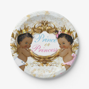 African Prince & Princess Elegant Gender Reveal Paper Plate