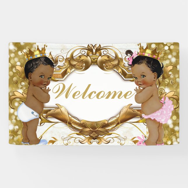 African Prince & Princess Gold Welcome Banner (Horizontal)