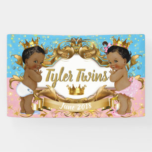 African Prince/Princess Pink/Blue/Gold Sparkle Banner