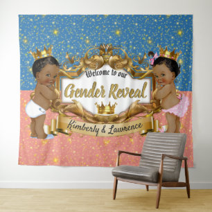 African Prince/Princess Pink/Blue/Gold Sparkle Tapestry