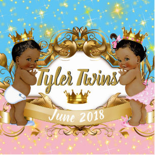 African Prince/Princess Pink Blue Photo Statue Standing Photo Sculpture