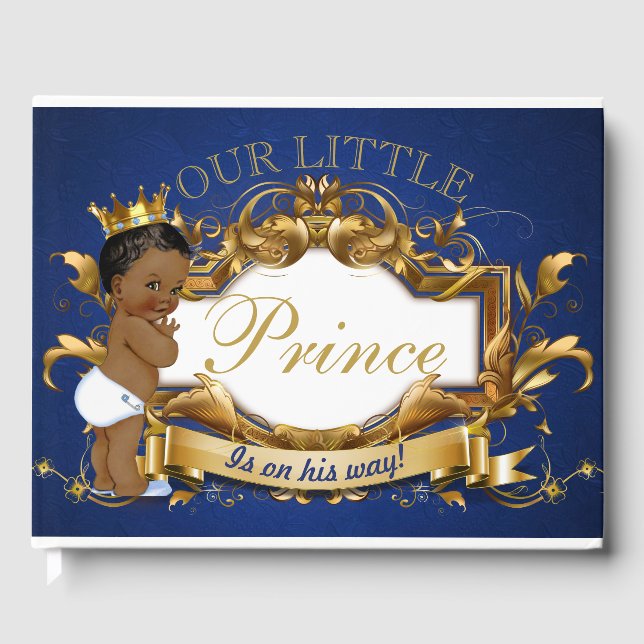 African Prince Royal Baby Shower Elegant Guest Book (Front)