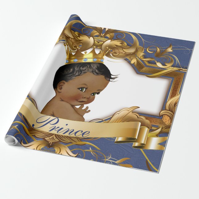African Prince Royal Baby Shower Gift Wrapping Wrapping Paper (Unrolled)