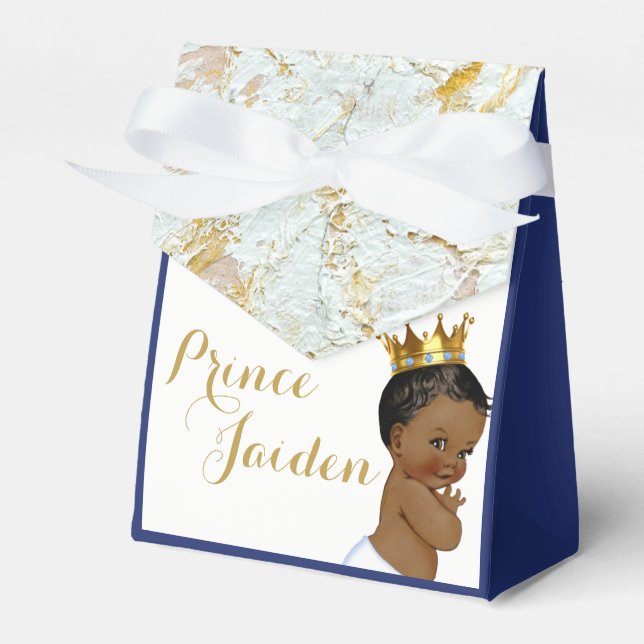African Prince Royal Blue|FANCY Baby Shower Tent Favour Box (Front Side)