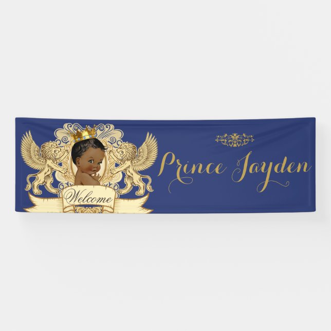 African Prince Royal Blue|Gold Elegant Banner (Horizontal)