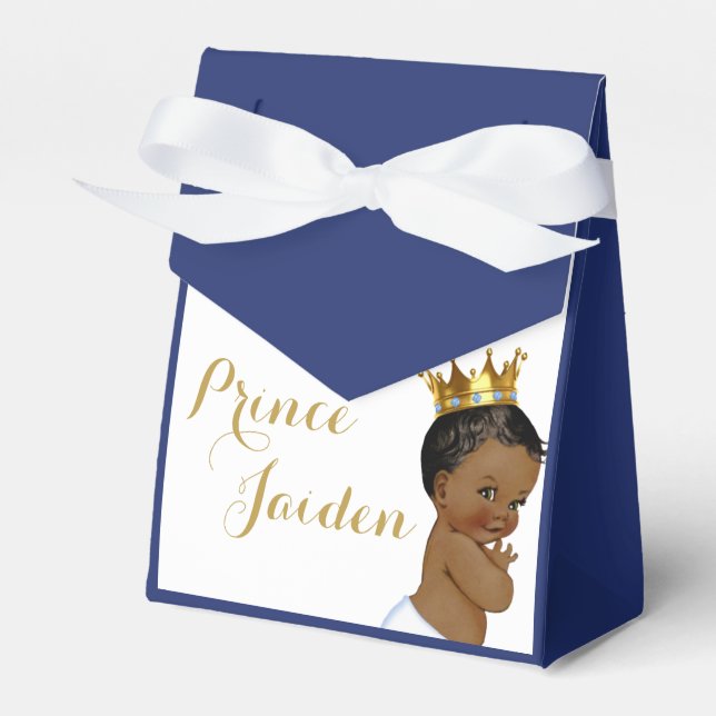 African Prince Royal Blue & Gold Elegant Favour Box (Front Side)