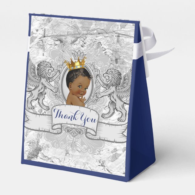 African Prince Royal Blue|Silver FANCY Baby Shower Favour Box (Back Side)