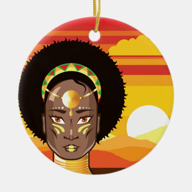 African Princess Ceramic Tree Decoration (Front)