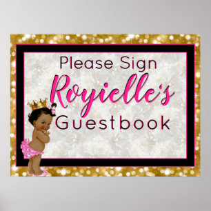 African Princess Pink/Black/Gold Glitter Guestbook