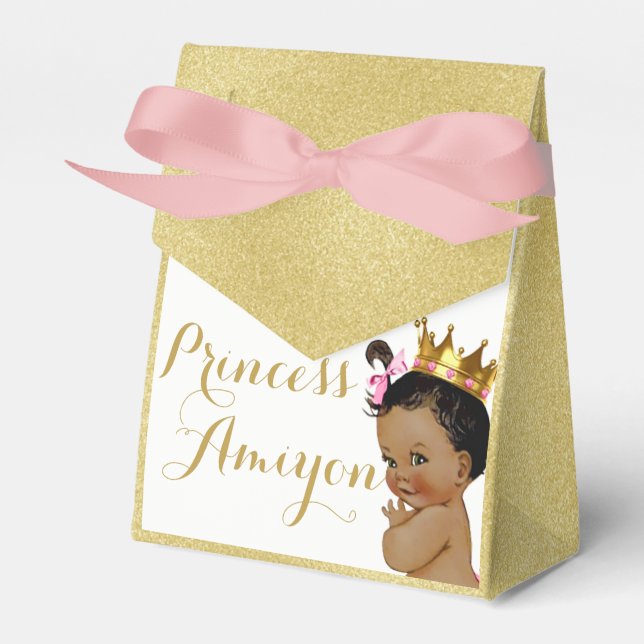 African Princess Pink & Gold Shimmer Favours Favour Box (Front Side)