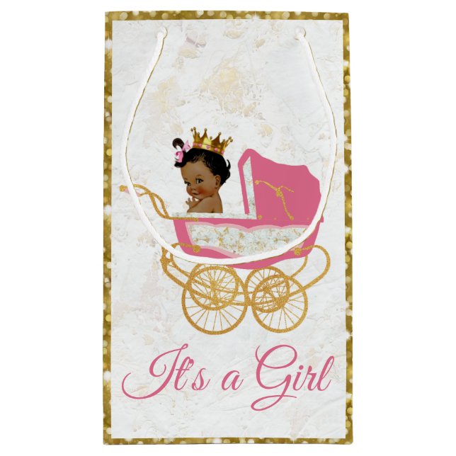 African Princess| Pink & Gold Shimmer Royal Small Gift Bag (Back)