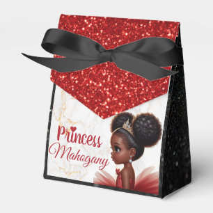 African Princess Royal Birthday Glitter Red/Black Favour Box