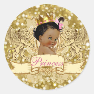 African Princess Royal Gold Glitter Favour Sticker