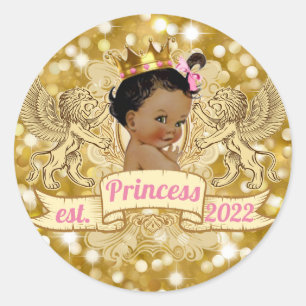 African Princess Royal Gold Glitter Favour Sticker