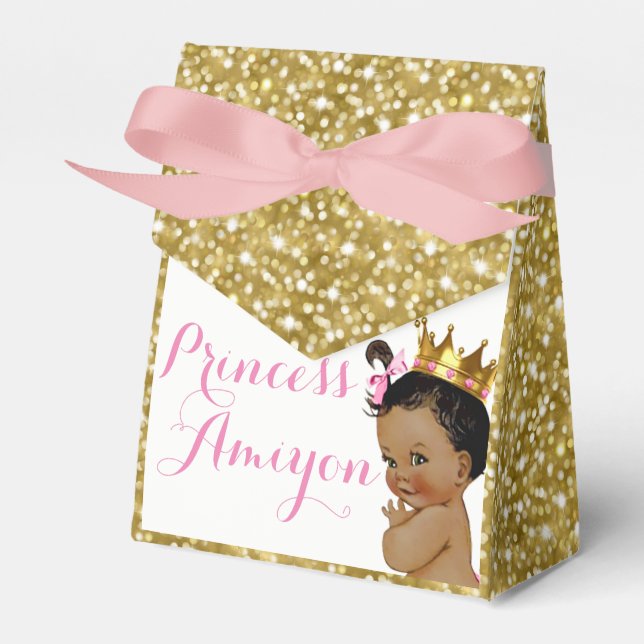 African Princess Royal Gold Glitter Party Favours Favour Box (Front Side)