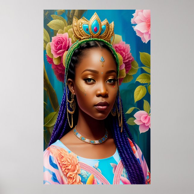 African princess with gold and blue tiara poster (Front)
