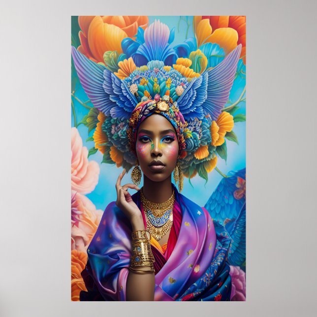 African princess with wings in her hair poster (Front)