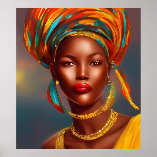 African princess woman 3 gold jewellery poster (Front)