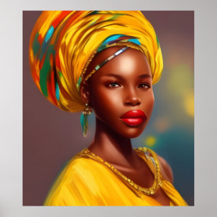 African princess woman 4 gold jewellery poster