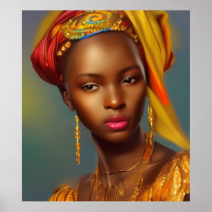 African princess woman 6 gold jewellery poster