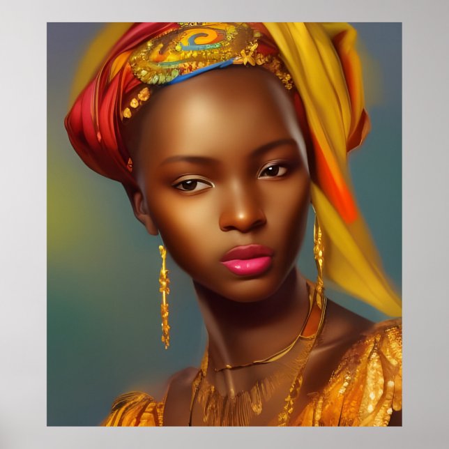 African princess woman 6 gold jewellery poster (Front)