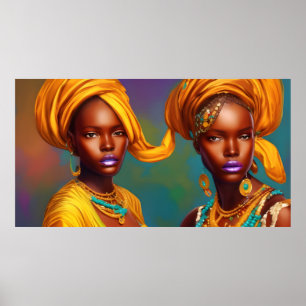 African princess women gold jewellery poster