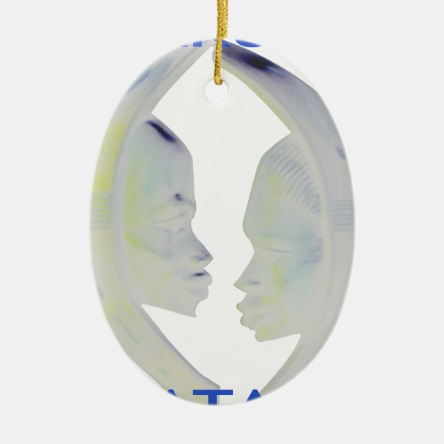 African Print Hakuna Matata Design Ceramic Tree Decoration (Front)