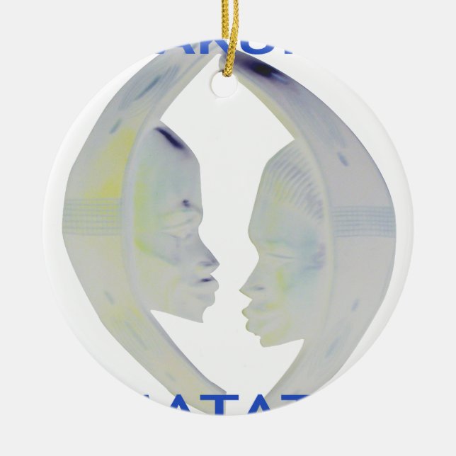 African Print Hakuna Matata Design Ceramic Tree Decoration (Front)