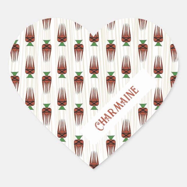 African Print  Heart Sticker (Front)