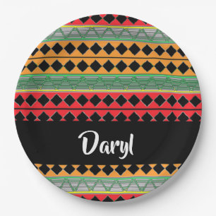 African print patterned paper plate