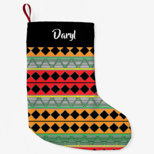 African print patterned small christmas stocking