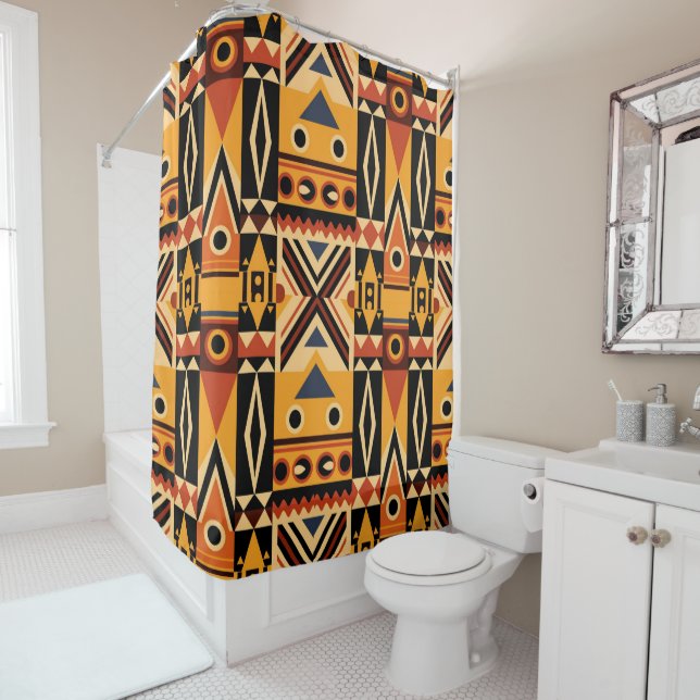 African Print Shower Curtain (In Situ)