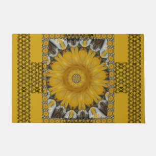 African Print Sunflower Golden Design Doormat