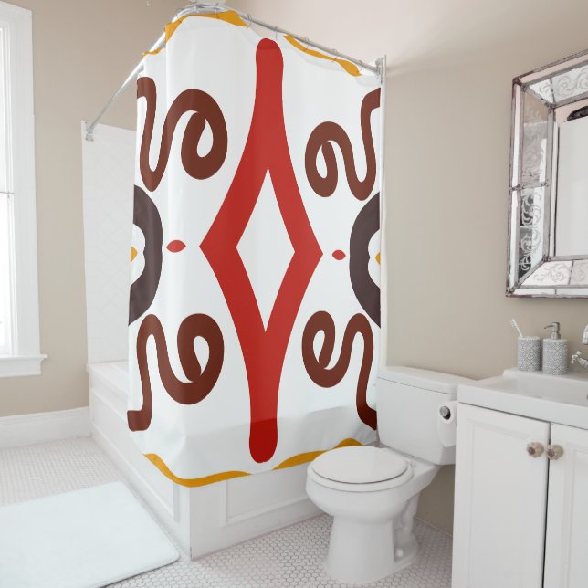 African Print Tribal Pattern Shower Curtain (In Situ)