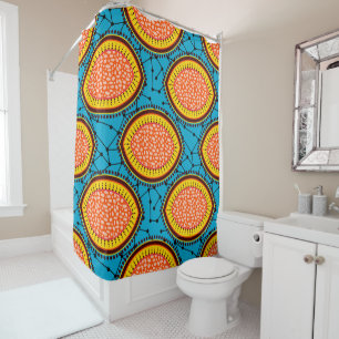 African Print, Wax Pattern Shower Curtain