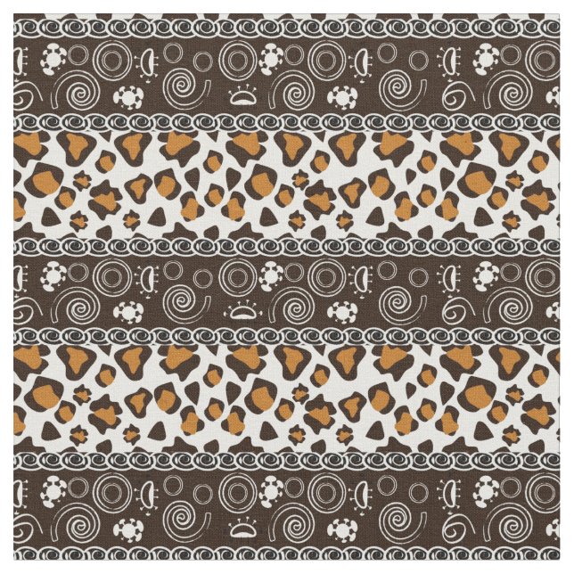African print with cheetah skin pattern fabric (Close Up)