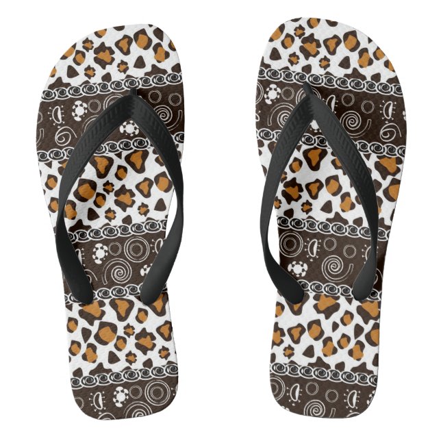 African print with cheetah skin pattern flip flops (Footbed)